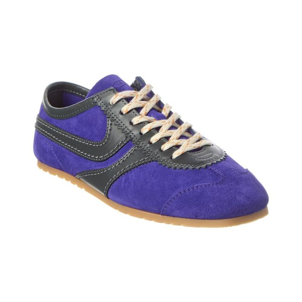 Dries Van Noten Suede & Leather Paneled Sneaker, Blue
